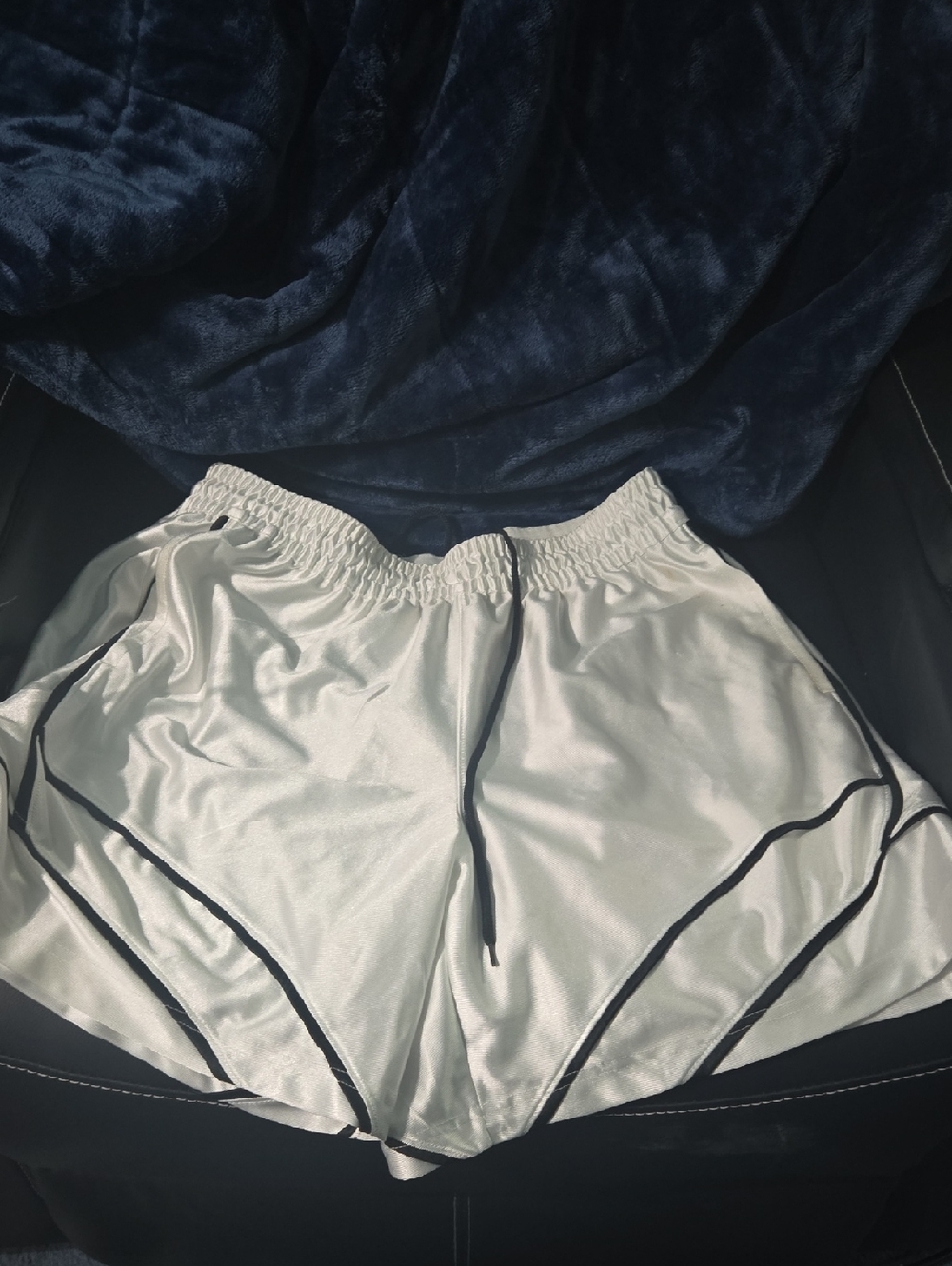 Men’s White Athletic Shorts with Black Trim
